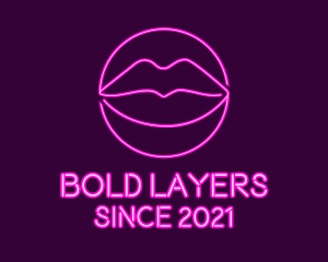 Neon Sexy Lips  logo design