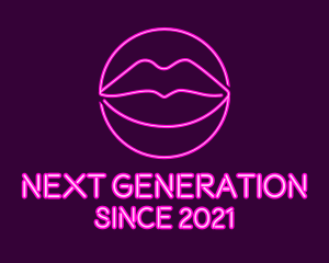 Neon Sexy Lips  logo design