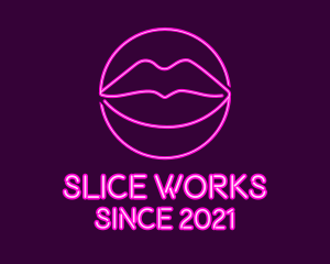 Neon Sexy Lips  logo design