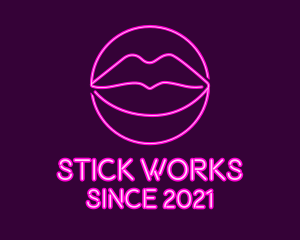 Neon Sexy Lips  logo design