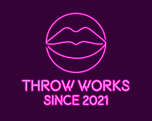 Neon Sexy Lips  logo design