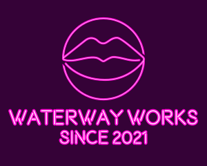 Neon Sexy Lips  logo design