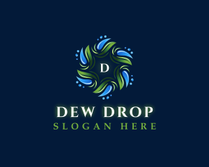Water Droplet Leaf Eco logo design