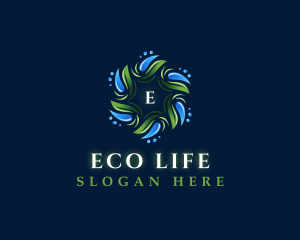 Water Droplet Leaf Eco logo design