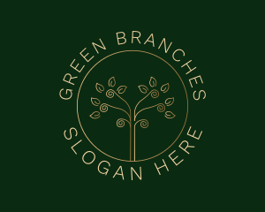 Gold Spiral Tree Leaves logo