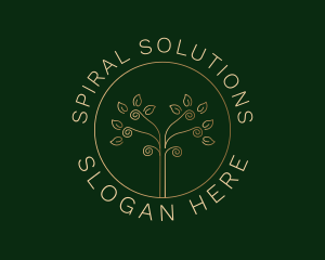 Gold Spiral Tree Leaves logo design