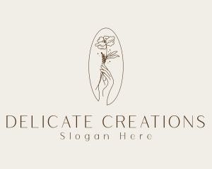 Natural Flower Hand logo design