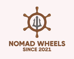 Trident Ship Wheel  logo design