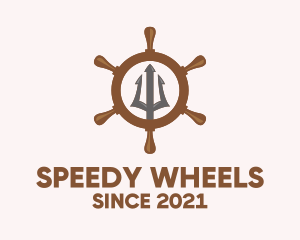 Trident Ship Wheel  logo design