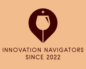 Wine Glass GPS Pin logo design