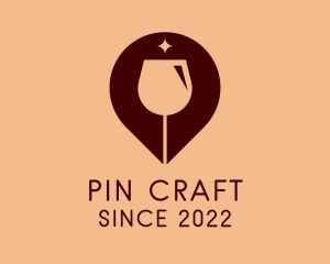 Wine Glass GPS Pin logo design