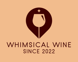 Wine Glass GPS Pin logo design