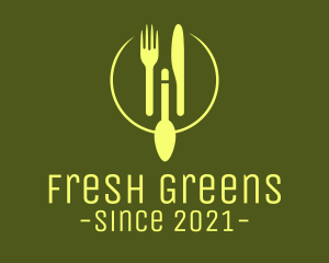Green Minimalistic Utensils logo design
