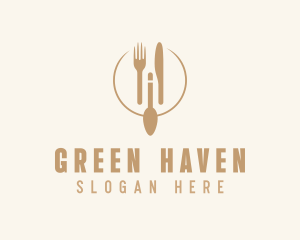 Green Minimalistic Utensils logo design