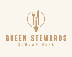 Green Minimalistic Utensils logo design