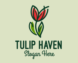 Tulip Flower Monoline  logo design