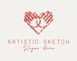 Hand Heart Sketch logo design