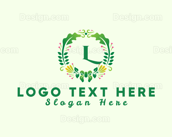 Fern Flower Wreath Logo