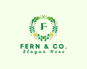 Fern Flower Wreath logo design