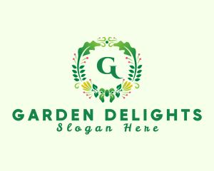 Fern Flower Wreath logo design