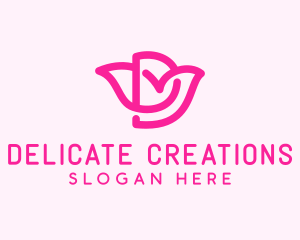 Pink Flower Letter D logo design