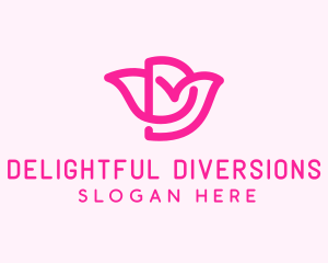 Pink Flower Letter D logo design