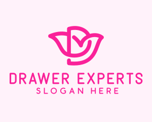 Pink Flower Letter D logo design