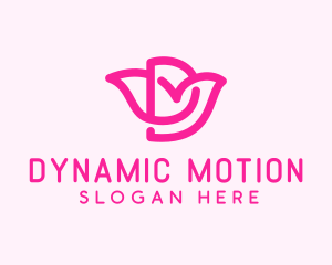 Pink Flower Letter D logo design