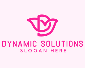 Pink Flower Letter D logo design