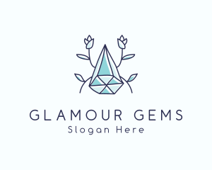 Floral Crystal Gem logo design