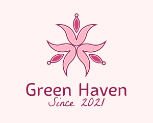 Pink Botanical Flower  logo design