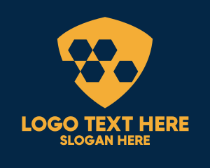 Orange Hexagon Shield  logo