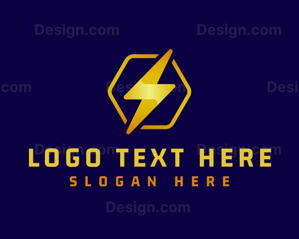 Lightning Bolt Hexagon Logo