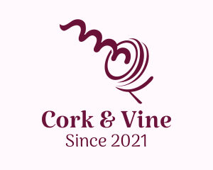 Red Wine Corkscrew logo design