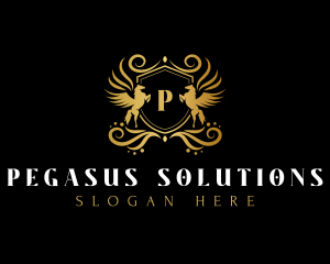 Luxury Shield Pegasus logo design