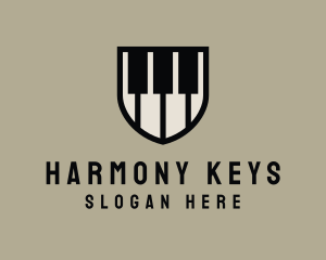 Piano Keys Shield logo design