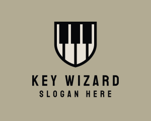 Piano Keys Shield logo design