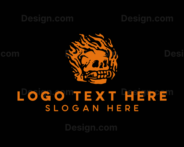 Flame Skull Bottle Logo