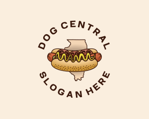 Illinois Hotdog Sandwich logo design