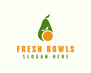 Avocado Orange Fruit logo design