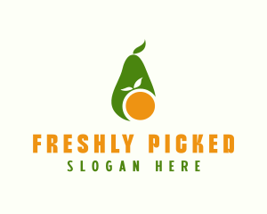 Avocado Orange Fruit logo design