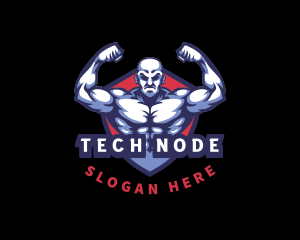 Bodybuilder Muscle Man Trainer Logo