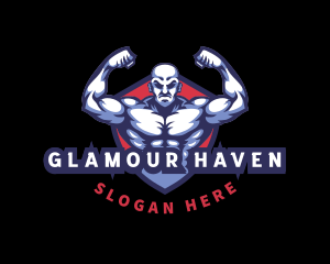 Bodybuilder Muscle Man logo