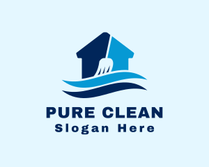 Home Cleaning Broom logo design