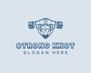 Strong Barbell Weightlifter logo design