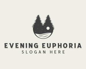 Evening Pine Trees Lake logo design