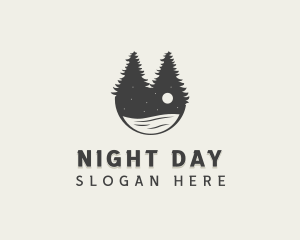 Evening Pine Trees Lake logo design