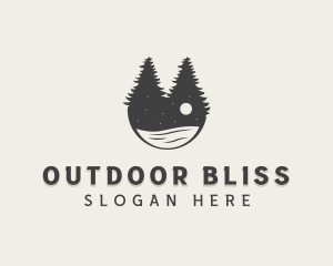 Evening Pine Trees Lake logo design