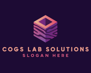 3D Gradient Cube logo design