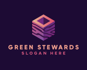 3D Gradient Cube logo design